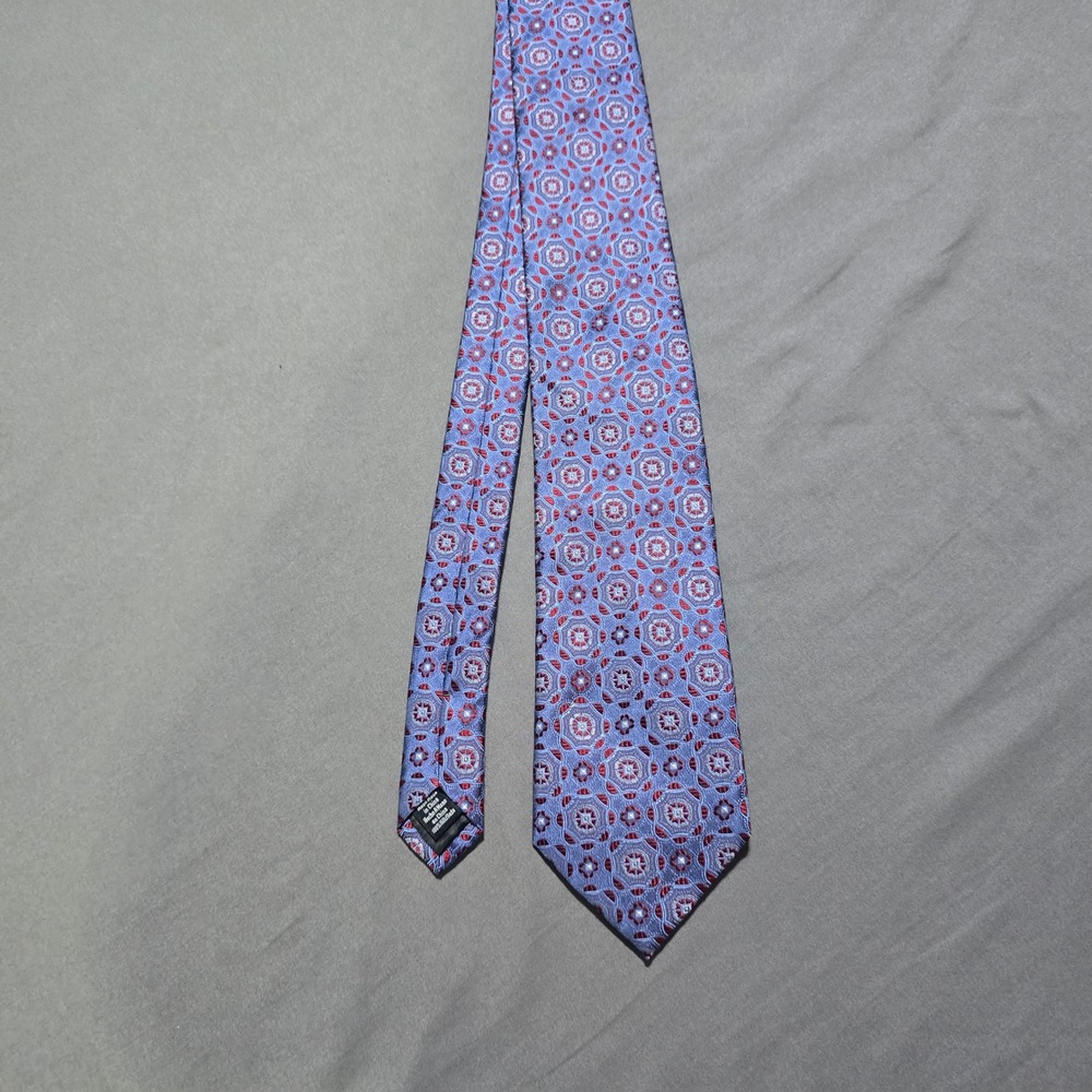 Stafford Signature Necktie Mens OS purple Geometric Medallion 100% Silk